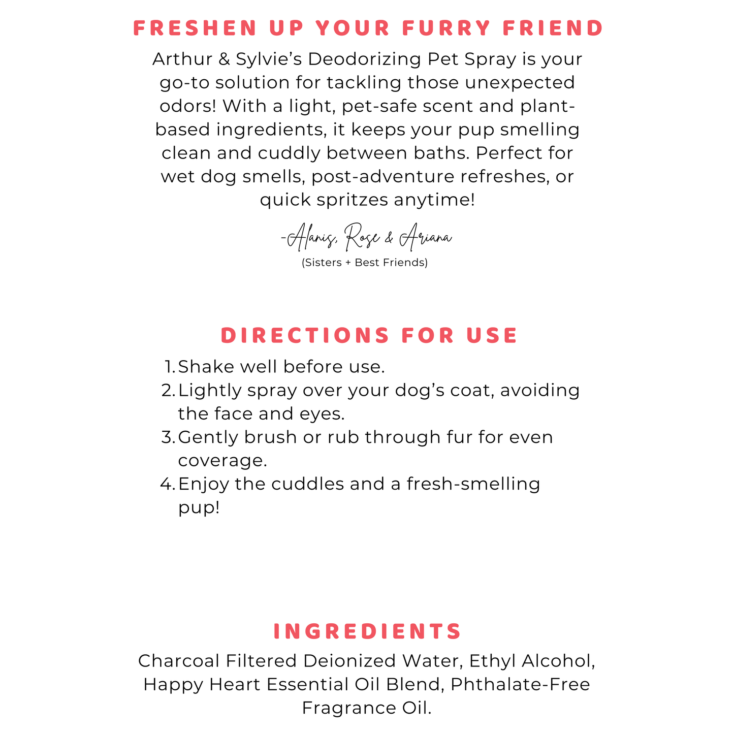 Deodorizing Pet Spray | Stay Fresh Between Baths!